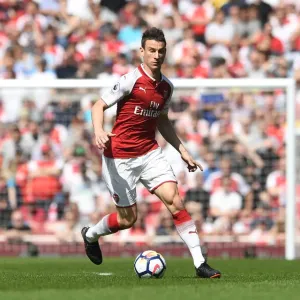 Arsenal's Laurent Koscielny in Action Against West Ham United, Premier League 2017-18 Arsenal's Laurent Koscielny in Action Against West Ham United, Premier League 2017-18