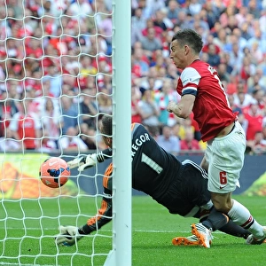 Arsenal's Laurent Koscielny Scores Second Goal Against Hull City in FA Cup Final, 2014