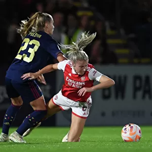 Arsenal's Leah Williamson Fouls by Ajax's Victoria Pelova in Women's Champions League Clash