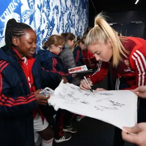 Arsenal's Leah Williamson Signs Autographs Before Tottenham-Arsenal FA Womens Super League Clash Arsenal's Leah Williamson Signs Autographs Before Tottenham-Arsenal FA Womens Super League Clash