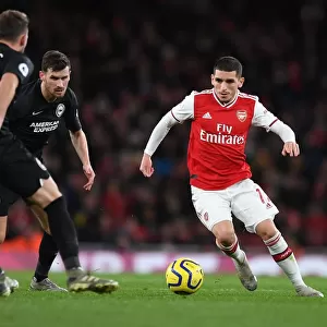 Arsenal's Lucas Torreira in Action Against Brighton & Hove Albion, Premier League 2019-20
