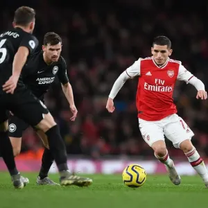 Arsenal's Lucas Torreira in Action Against Brighton & Hove Albion, Premier League 2019-20