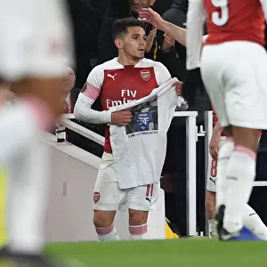 Arsenal's Lucas Torreira Celebrates Goal against Napoli in Europa League Quarterfinal