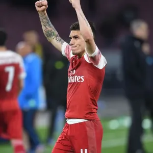 Arsenal's Lucas Torreira Celebrates Quarter-Final Victory over Napoli in Europa League 2018-19