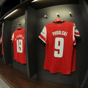 Arsenal's Lukas Podolski in the FA Cup Final Changing Room (Arsenal v Hull City, 2014)