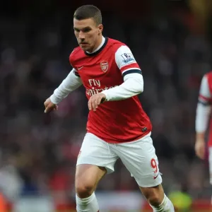 Arsenal's Lukas Podolski Scores in 2:0 Victory over Crystal Palace in Barclays Premier League at Emirates Stadium (Feb 2014)