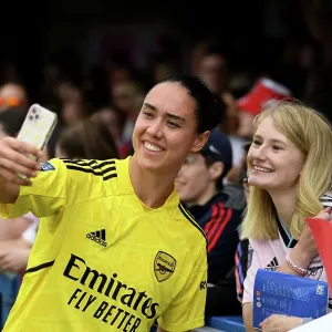 Arsenal's Manuela Zinsberger Poses with Fans after Chelsea Match, FA Women's Super League 2022-23 Arsenal's Manuela Zinsberger Poses with Fans after Chelsea Match, FA Women's Super League 2022-23