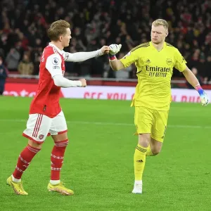 Arsenal's Martin Odegaard and Aaron Ramsdale in Action against Newcastle United - Premier League 2022-23