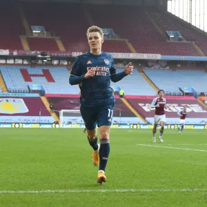 Arsenal's Martin Odegaard at Aston Villa: Premier League Clash Amidst COVID-19 Restrictions (February 2021)