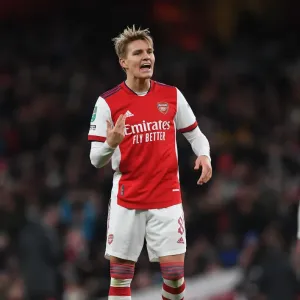 Arsenal's Martin Odegaard in Carabao Cup Semi-Final Clash Against Liverpool Arsenal's Martin Odegaard in Carabao Cup Semi-Final Clash Against Liverpool