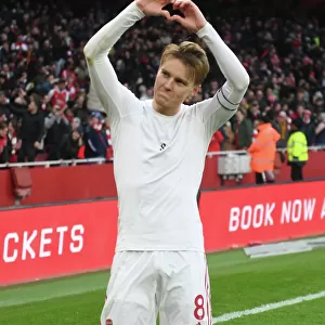 Arsenal's Martin Odegaard Celebrates After Arsenal FC vs AFC Bournemouth in Premier League 2022-23