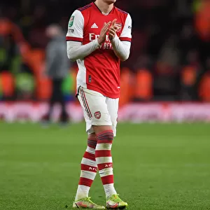 Arsenal's Martin Odegaard Celebrates Carabao Cup Semi-Final Victory Over Liverpool