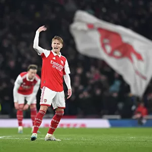 Arsenal's Martin Odegaard Celebrates at Emirates Stadium: Arsenal FC vs Southampton FC, Premier League 2022-23