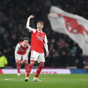 Arsenal's Martin Odegaard Celebrates at Emirates Stadium: Arsenal FC vs Southampton FC, Premier League 2022-23