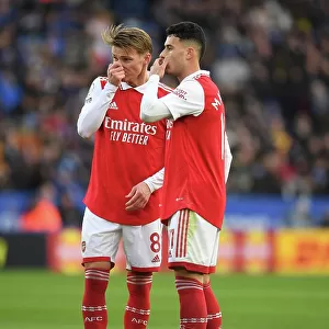 Arsenal's Martin Odegaard and Gabriel Martinelli in Action against Leicester City - Premier League 2022-23