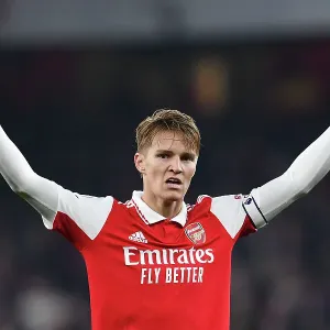 Arsenal's Martin Odegaard Reacts During Arsenal vs. Southampton Premier League Clash (2022-23)