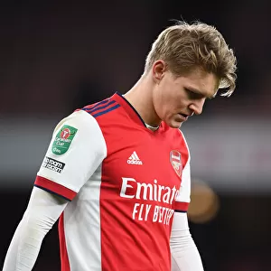 Arsenal's Martin Odegaard Reacts After Carabao Cup Semi-Final Second Leg vs Liverpool