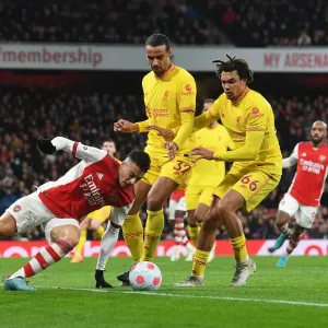 Arsenal's Martinelli Clashes with Liverpool's Alexander-Arnold and Matip in Premier League Showdown