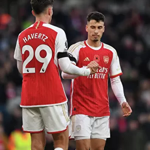 Arsenal's Martinelli and Havertz in Action: Arsenal FC vs Burnley FC, Premier League 2023-24