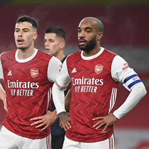 Arsenal's Martinelli and Lacazette in Action: Carabao Cup Quarterfinal vs Manchester City at Empty Emirates Stadium