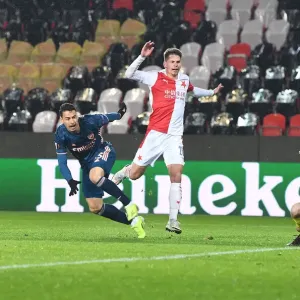 Arsenal's Martinelli Misses Wide in Empty Eden Arena: Slavia Prague vs Arsenal, UEFA Europa League Quarterfinal Arsenal's Martinelli Misses Wide in Empty Eden Arena: Slavia Prague vs Arsenal, UEFA Europa League Quarterfinal