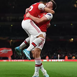 Arsenal's Martinelli and Tierney Celebrate First Goal vs. Standard Liege in Europa League (2019-20)