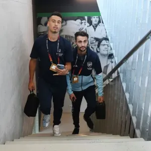 Arsenal's Martinelli and Vieira Arrive at Kybunpark for FC Zurich Clash (UEFA Europa League 2022-23)