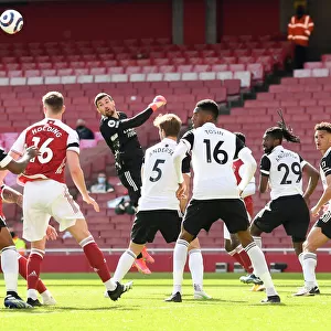 Arsenal's Mat Ryan in Action at Empty Emirates Stadium: Arsenal vs Fulham, Premier League 2021