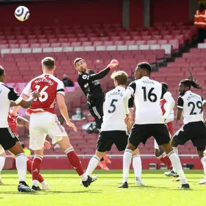 Arsenal's Mat Ryan in Action at Empty Emirates Stadium: Arsenal vs Fulham, Premier League 2021