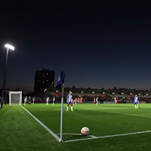 Arsenal's McCabe Readies Corner Kick Against Brighton in FA WSL Clash