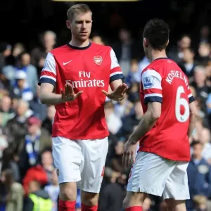 Arsenal's Mertesacker and Koscielny Before Clash Against Chelsea, 2013-14 Premier League Arsenal's Mertesacker and Koscielny Before Clash Against Chelsea, 2013-14 Premier League