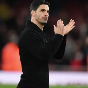 Arsenal's Mikel Arteta Celebrates with Fans after Victory over Chelsea in Premier League Arsenal's Mikel Arteta Celebrates with Fans after Victory over Chelsea in Premier League