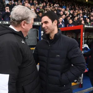 Arsenal's Mikel Arteta and Crystal Palace's Roy Hodgson Pre-Match Handshake - Premier League 2019-20 Arsenal's Mikel Arteta and Crystal Palace's Roy Hodgson Pre-Match Handshake - Premier League 2019-20