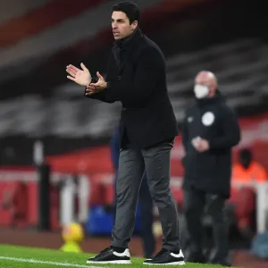 Arsenal's Mikel Arteta at Emirates Stadium: Arsenal v Crystal Palace, Premier League 2021 (Behind Closed Doors)
