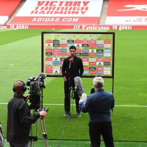 Print of Mikel Arteta at Empty Emirates Stadium Print of Mikel Arteta at Empty Emirates Stadium