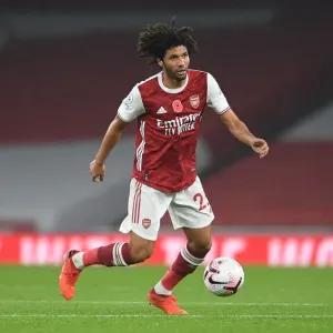 Arsenal's Mohamed Elneny in Action Against Aston Villa - Premier League 2020-21