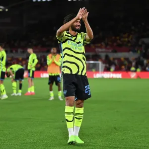 Arsenal's Mohamed Elneny Celebrates Carabao Cup Victory over Brentford