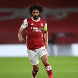 Arsenal's Mohamed Elneny in Europa League Action: Arsenal vs. Dundalk (Behind Closed Doors, 2020-21) Arsenal's Mohamed Elneny in Europa League Action: Arsenal vs. Dundalk (Behind Closed Doors, 2020-21)