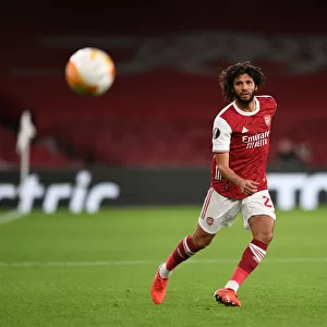 Arsenal's Mohamed Elneny in UEFA Europa League Action Against Dundalk (Behind Closed Doors)
