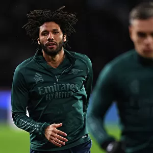 Arsenal's Mohamed Elneny Warms Up Ahead of PSV Eindhoven Clash in 2023-24 UEFA Champions League