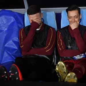 Arsenal's Mustafi and Ozil Pre-Match Huddle vs Napoli, UEFA Europa League Quarterfinals (2018-19)