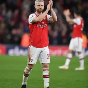 Arsenal's Mustafi Reacts After Arsenal FC vs Everton FC, Premier League 2019-2020