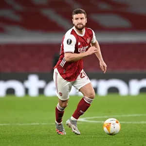 Arsenal's Mustafi in UEFA Europa League Action Against Dundalk (Behind Closed Doors)