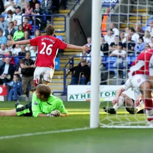 Arsenal's Nicklas Bendtner Celebrates Second Goal Against Bolton Wanderers in 2008-09 Premier League Arsenal's Nicklas Bendtner Celebrates Second Goal Against Bolton Wanderers in 2008-09 Premier League