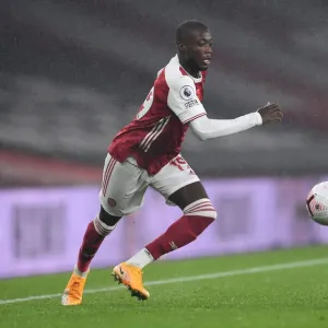 Arsenal's Nicolas Pepe in Action against Aston Villa in the Premier League (2020-21)