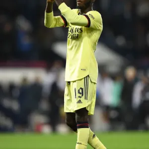 Arsenal's Nicolas Pepe Celebrates after Carabao Cup Victory over West Bromwich Albion Arsenal's Nicolas Pepe Celebrates after Carabao Cup Victory over West Bromwich Albion