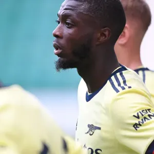 Arsenal's Nicolas Pepe Poses after Hibernian Friendly Match in Edinburgh