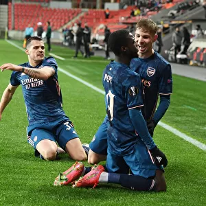 Arsenal's Nicolas Pepe Scores Second Goal in Europa League Quarterfinal vs. Slavia Praha (Prague, Czech Republic, April 15, 2021)