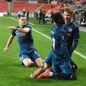 Arsenal's Nicolas Pepe Scores Second Goal in Europa League Quarterfinal vs. Slavia Praha (Prague, Czech Republic, April 15, 2021) Arsenal's Nicolas Pepe Scores Second Goal in Europa League Quarterfinal vs. Slavia Praha (Prague, Czech Republic, April 15, 2021)
