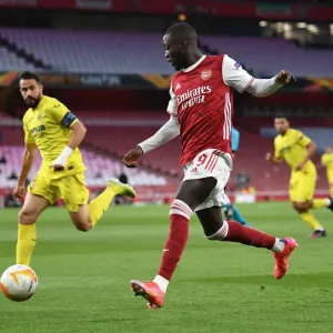 Arsenal's Nicolas Pepe in UEFA Europa League Semi-Final: Arsenal vs Villarreal CF (Behind Closed Doors) Arsenal's Nicolas Pepe in UEFA Europa League Semi-Final: Arsenal vs Villarreal CF (Behind Closed Doors)